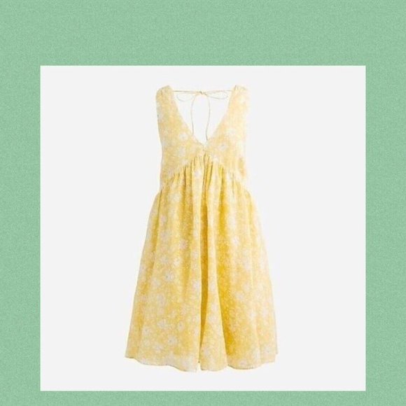 J.CREW YELLOW "TOSSED FLORAL" PRINT SWING/BABY DOLL DRESS~SLEEVELESS~XS - Picture 3 of 8